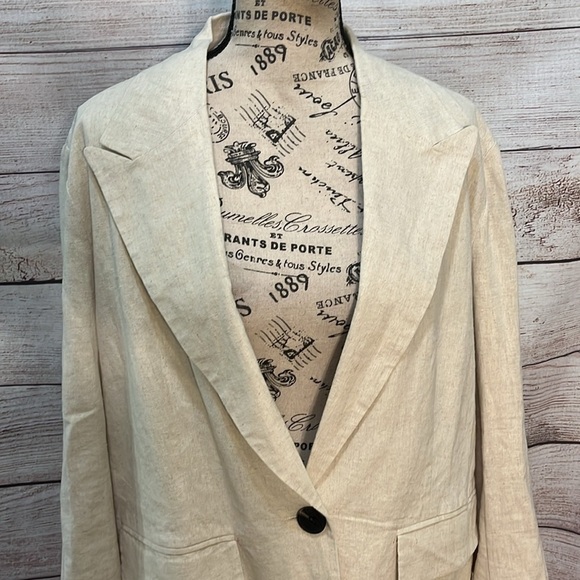 7 For All Mankind Blazer Linen Blend Closet Staple One Button Closure Size Large - Picture 2 of 11